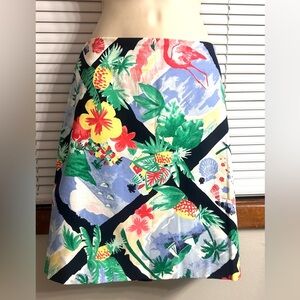 TALBOTS Y2K Tropical Resort Multicolor Print' Fitted short Skirt Petite Sz 8P